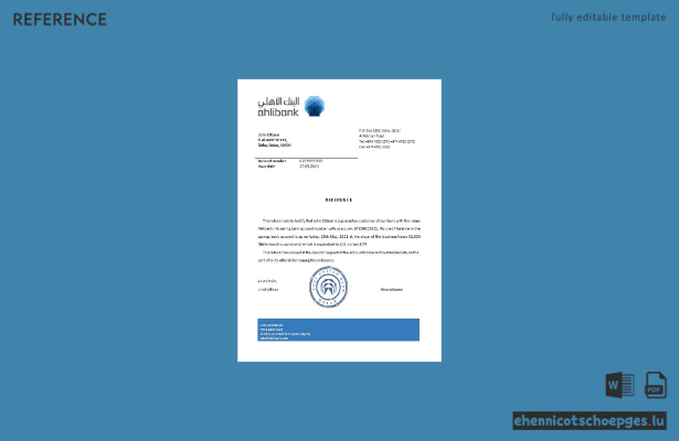 Beispielvorschau für die Referenz der Qatar Ahli Bank